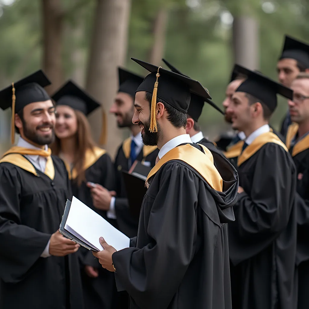 Estudiantes celebrando graduación